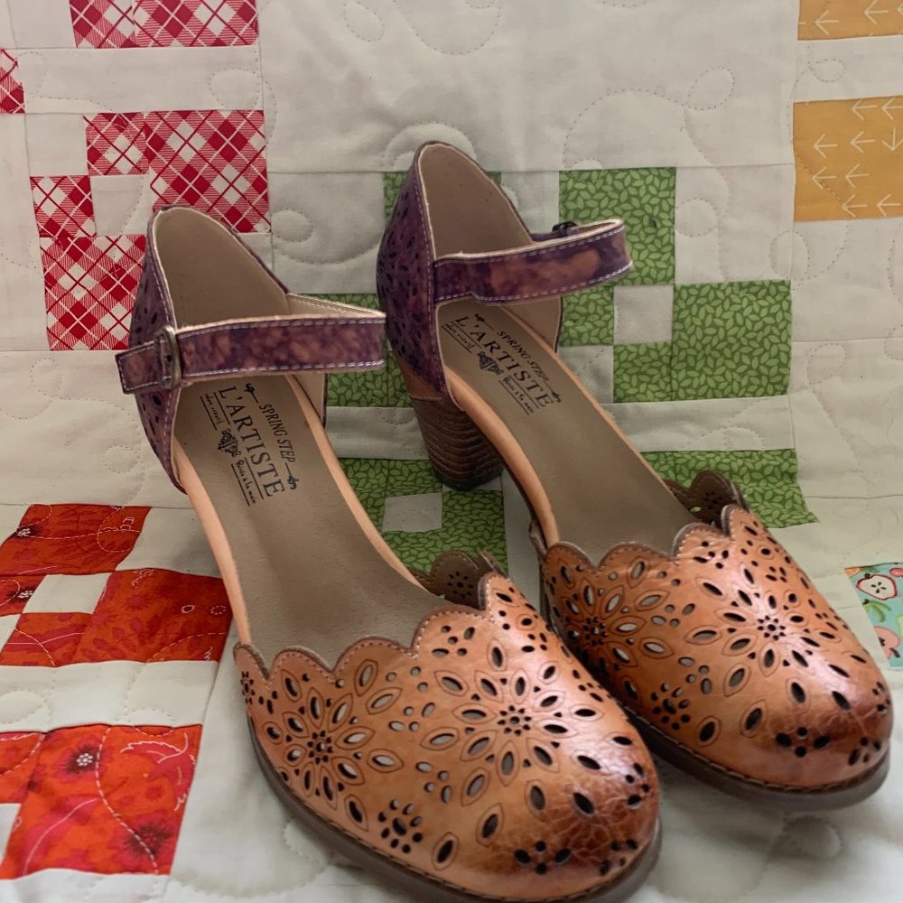 Unique Leather Cut Out Heeled Sandals